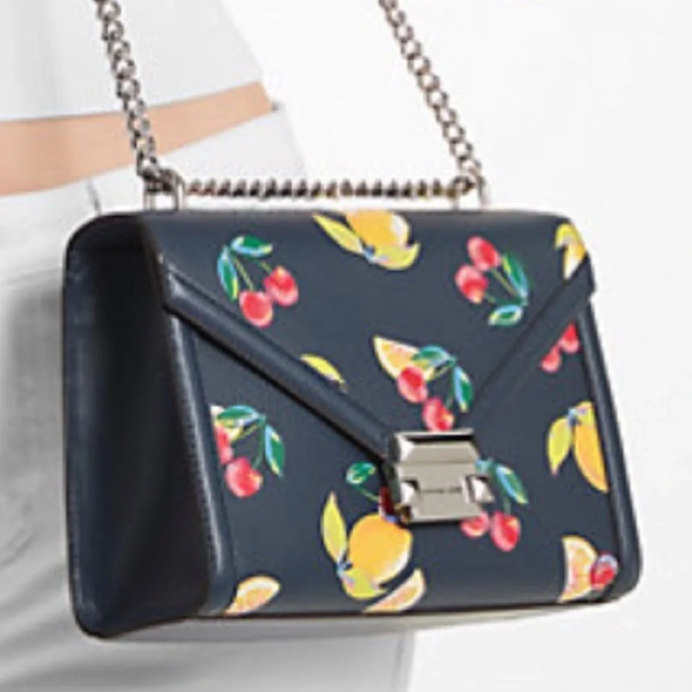 Michael Kors Whitney Medium Sequined Fruit Print Shoulder Bag Crossbody